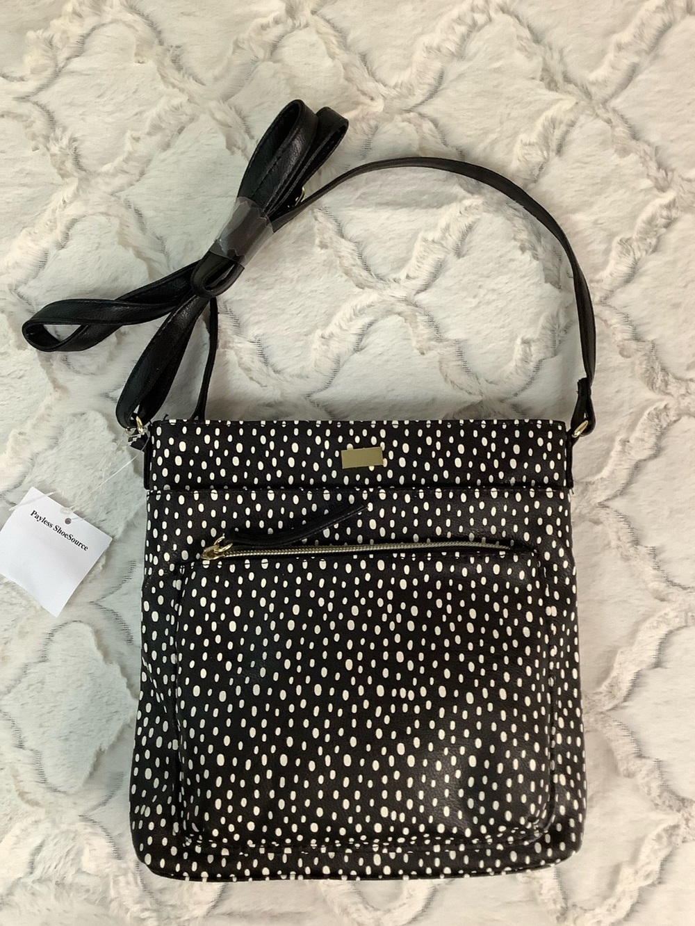 Payless Shoe Source Black White Polka Dot Crossbody Purse NWT